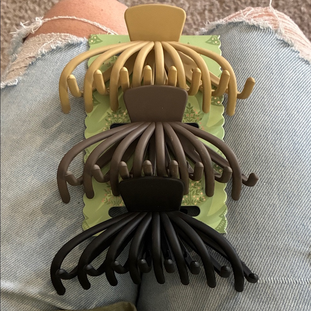 Tan, Taupe, Black Hair Claw Clips